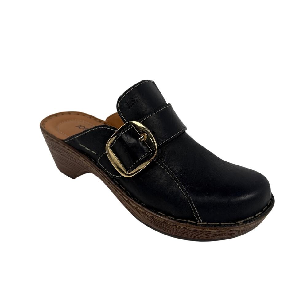 Josef Seibel Lily Clog Womens 8 8.5 EU 39 Black Leather Mule Buckle Comfort‎